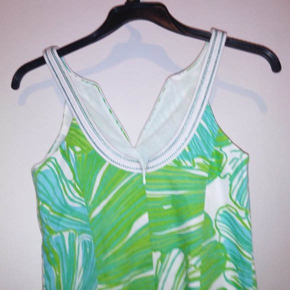 Lilly Pulitzer Tessa Dress Size 2 Shift Tropical Green White Embroidered Zip Up - Picture 12 of 15